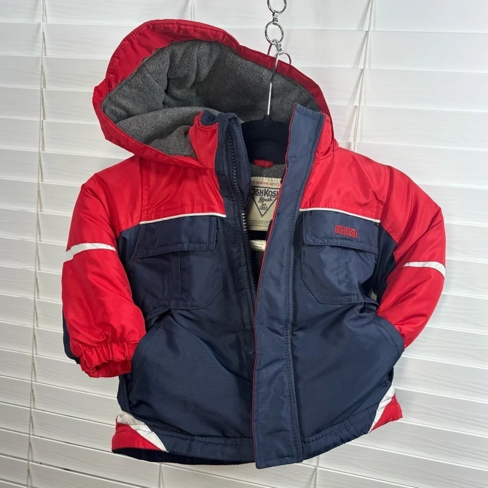 OshKosh Bgosh Coat 24 Months Hooded Zip Closure Pockets Adjustable Cuffs Outdoor
